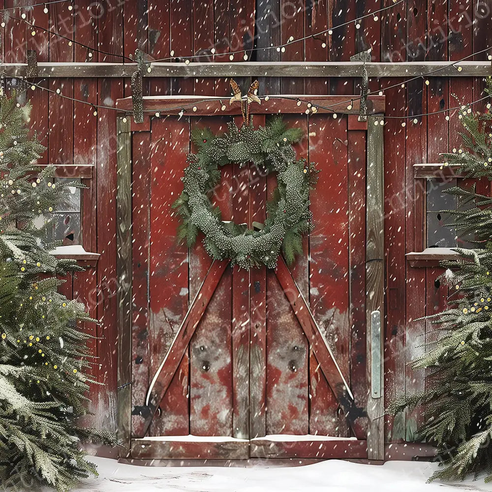 Christmas Barn Backdrop