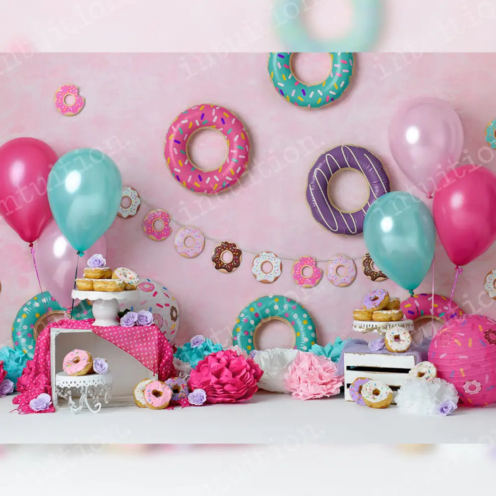 Donut Party Horizontal / Poly 60X44 Backdrop