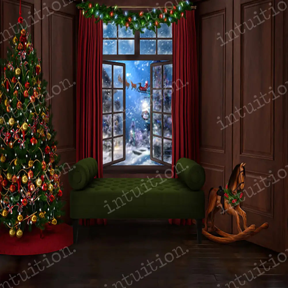 Santas Coming Horizontal / Poly 60X44 Backdrop